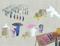 中国网海峡频道原创抗疫插画《伞》：你为我们劳心力，我们为你挡风雨