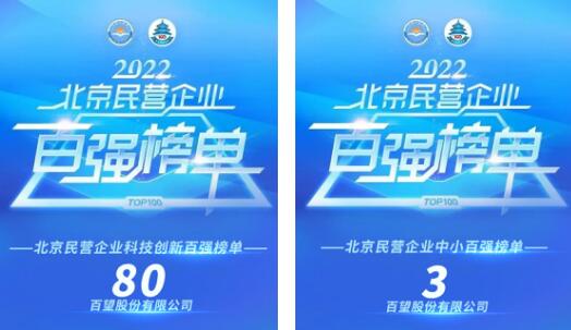 百望云入选“2022北京民营企业科技创新百强”